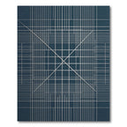 Deep Blue Geometric Grid Intersecting Lines Rug