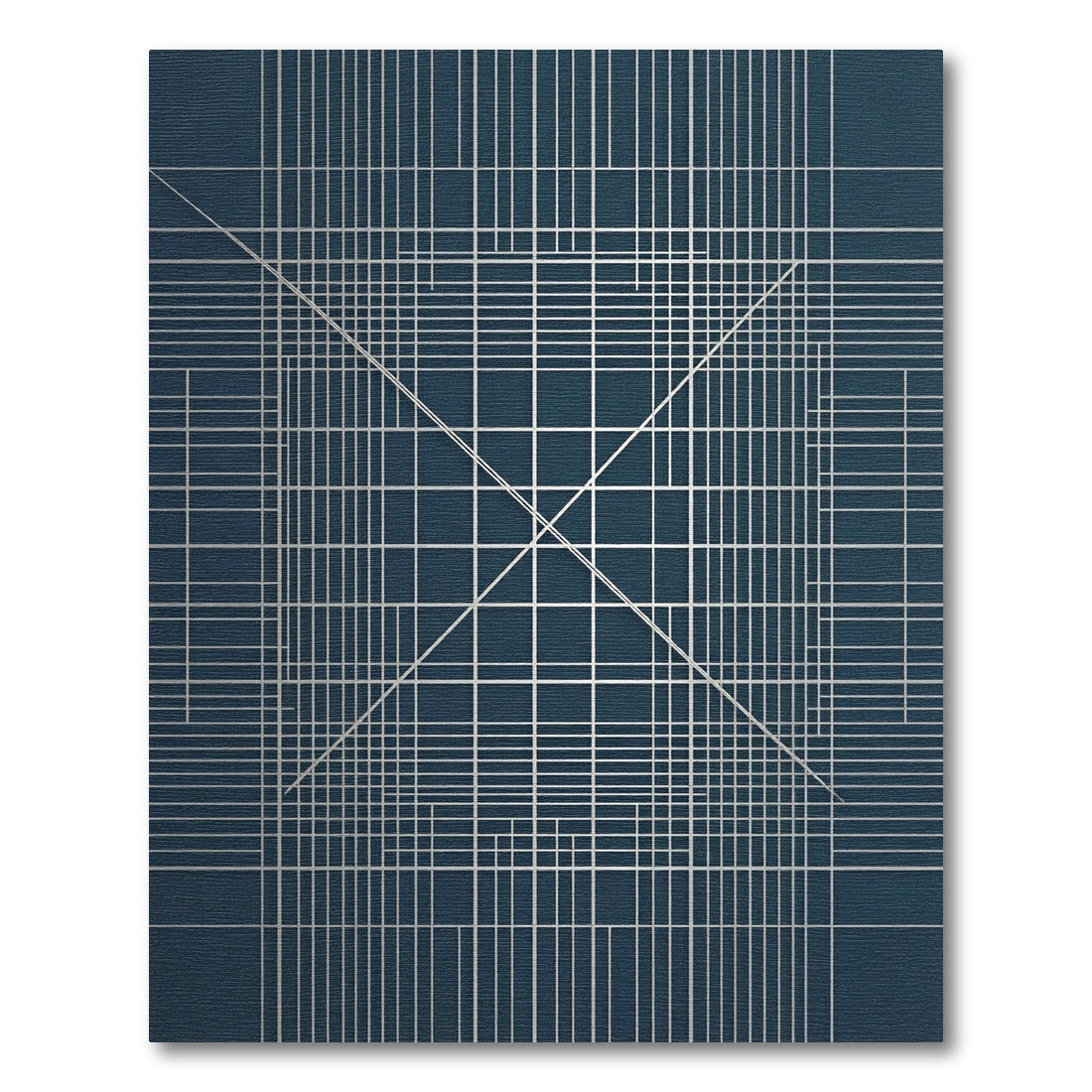 Deep Blue Geometric Grid Intersecting Lines Rug