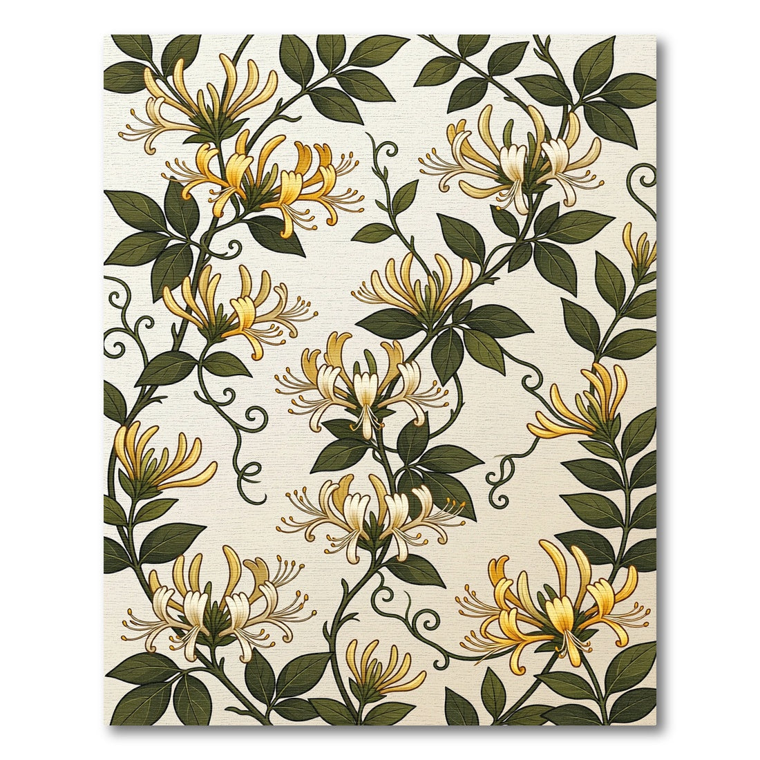 Golden Yellow Honeysuckle Botanical Vines Rug