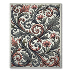 Coral Pink Opulent Floral Scroll Rug