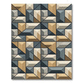Geometric Gold Stone Gray Block Rug