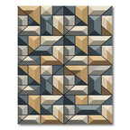 Geometric Gold Stone Gray Block Rug