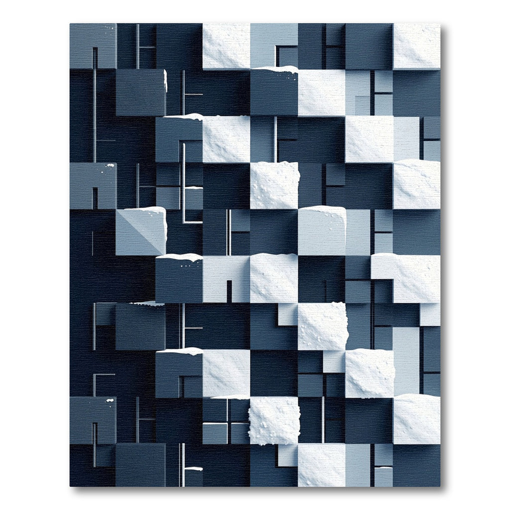 Modern Monochrome Cubic Arctic Gradient Rug