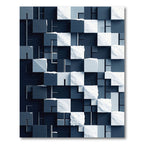 Modern Monochrome Cubic Arctic Gradient Rug