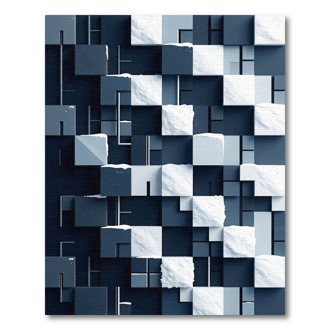 Modern Monochrome Cubic Arctic Gradient Rug