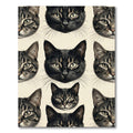 Black Cat Portrait Grid Illustration Rug
