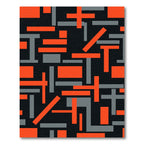 Bold Geometric Orange and Gray Composition Rug