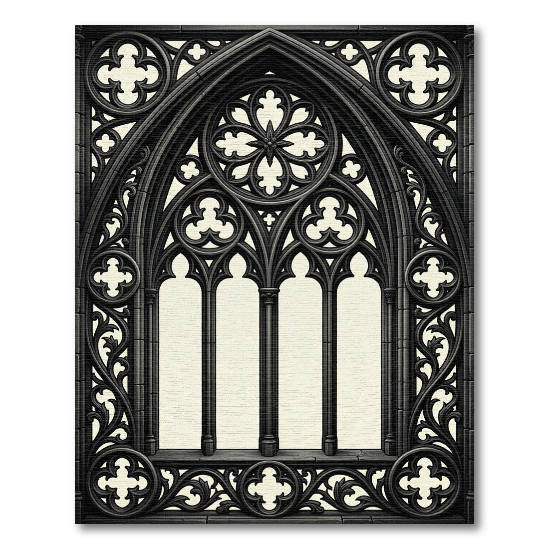 Gothic Arch Charcoal Black Traceries Rug