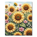 Sunny Yellow Sunflower and Floral Meadow Rug