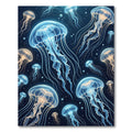Glowing Blue Jellyfish Deep Sea Art Rug