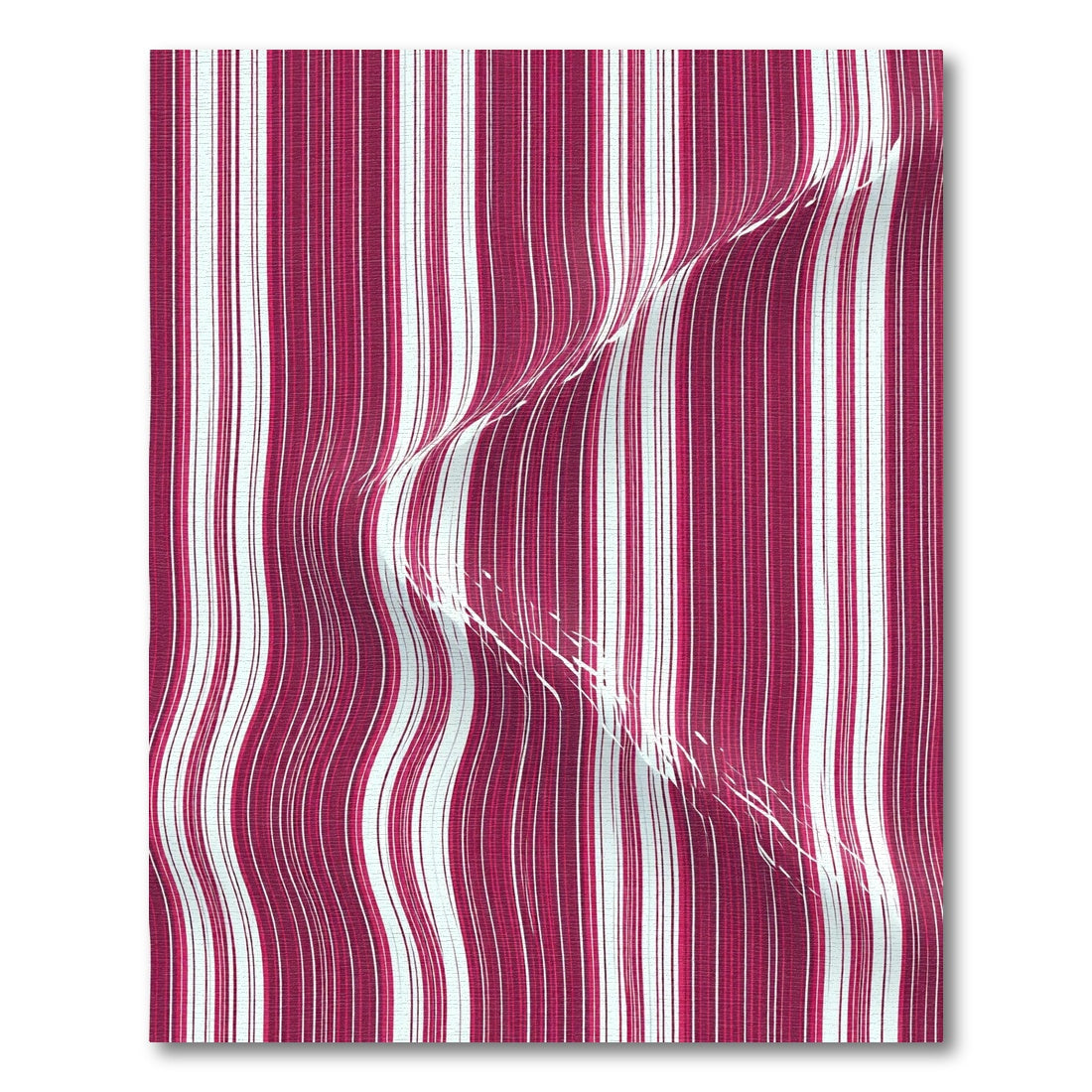 Deep Crimson Vertical Wavy Stripe Rug