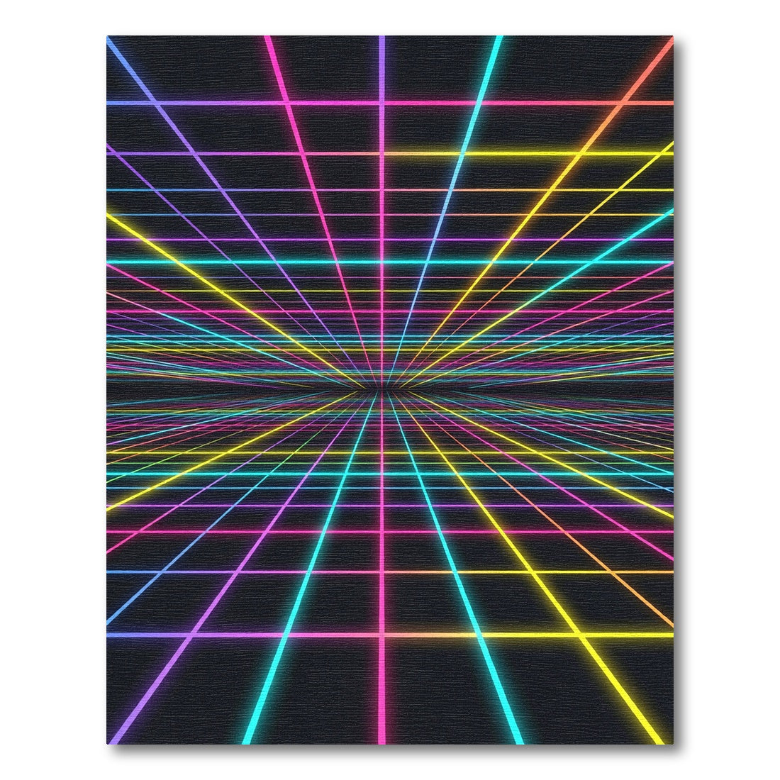 Neon Retrowave Infinite Symmetric Grid Rug