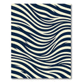 Minimalist Navy and Cream Zebra Wave Rug