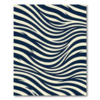 Minimalist Navy and Cream Zebra Wave Rug