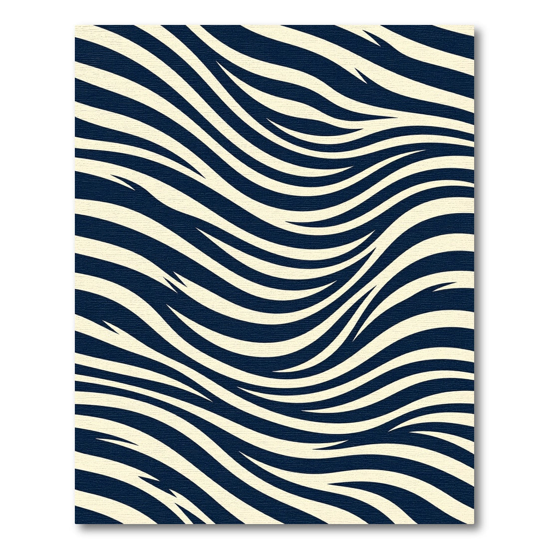 Minimalist Navy and Cream Zebra Wave Rug