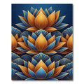 Elegant Navy and Gold Lotus Art Rug