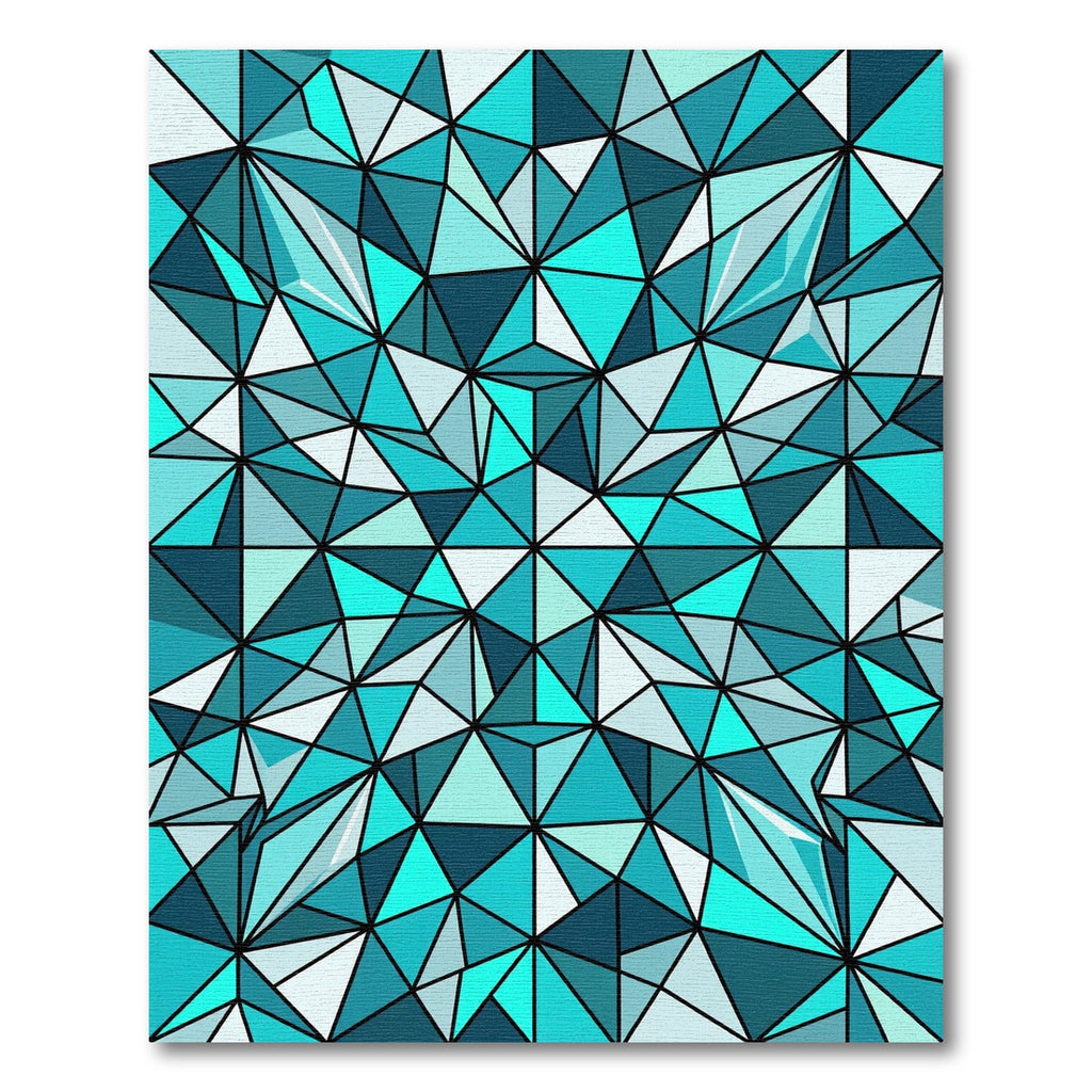 Geometric Turquoise Crystal Prism Facets Rug