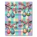 Pastel Plaid Cherry Blossom Easter Egg Rug