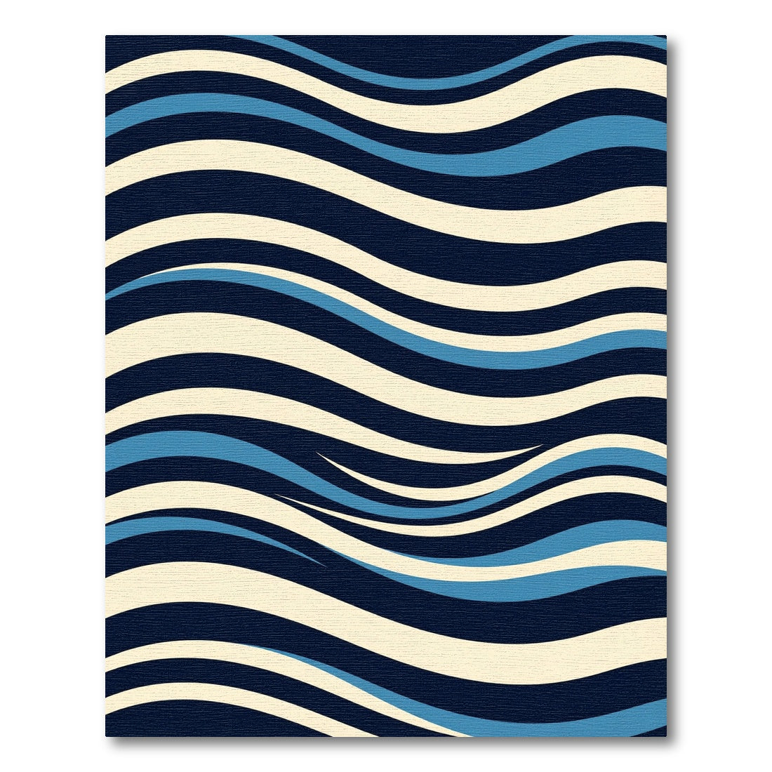 Modern Navy and Blue Wavy Stripe Rug