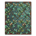 Vintage Honeysuckle Vine Teal Scroll Rug