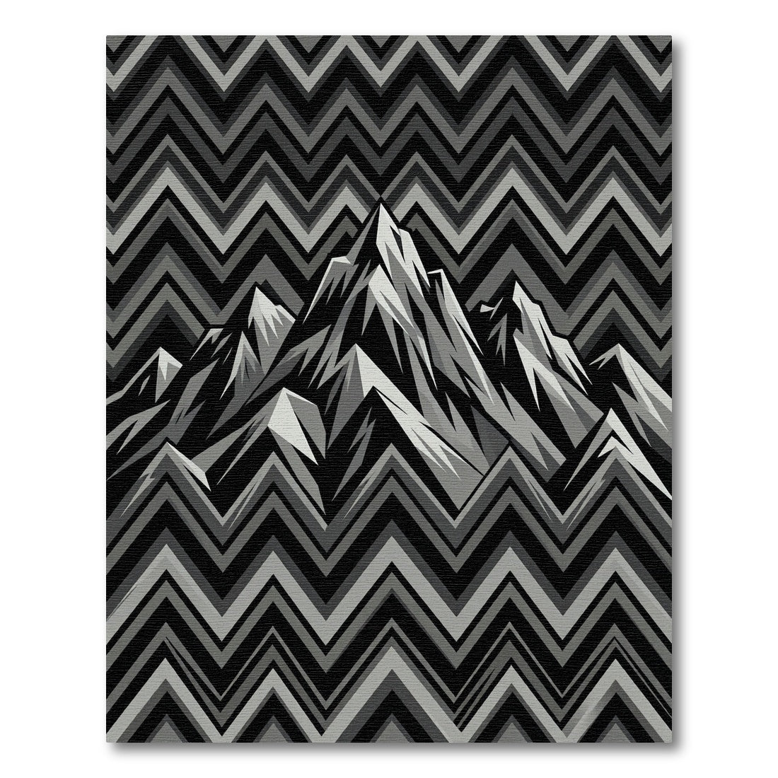 Monochromatic Mountain Zigzag Graphic Rug