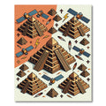 Geometric Aztec Satellite Pyramid Earthen Rug