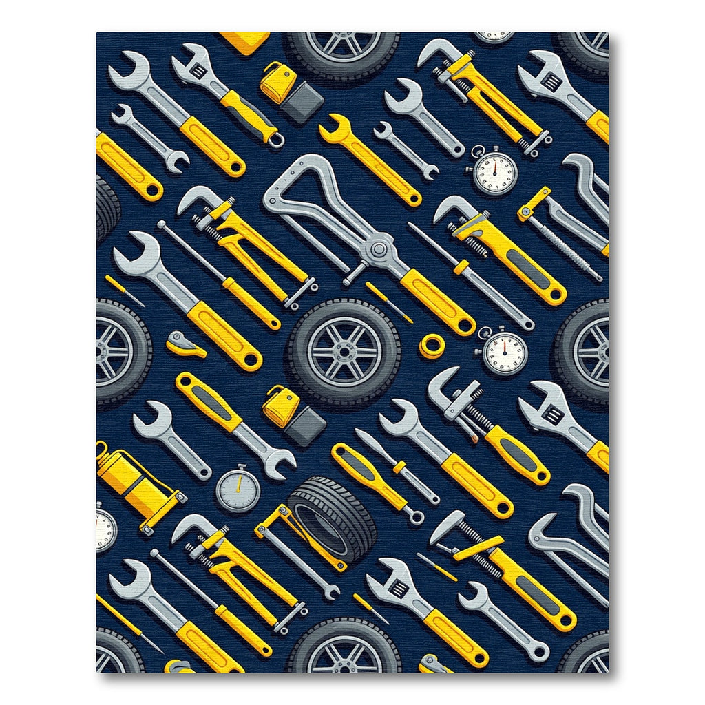 Mechanic Tool Yellow Automotive Gear Art Rug