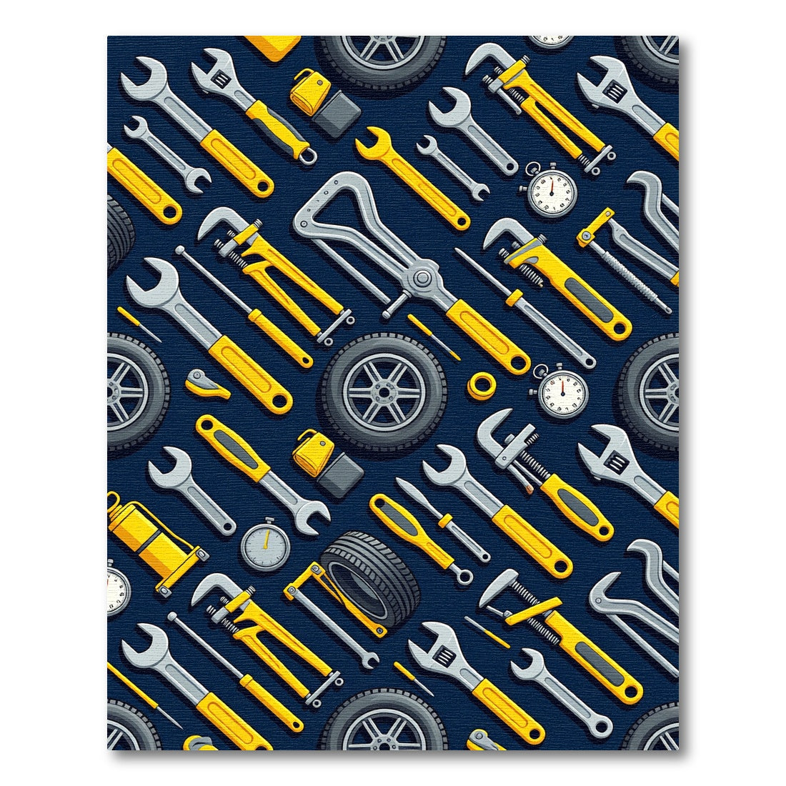 Mechanic Tool Yellow Automotive Gear Art Rug