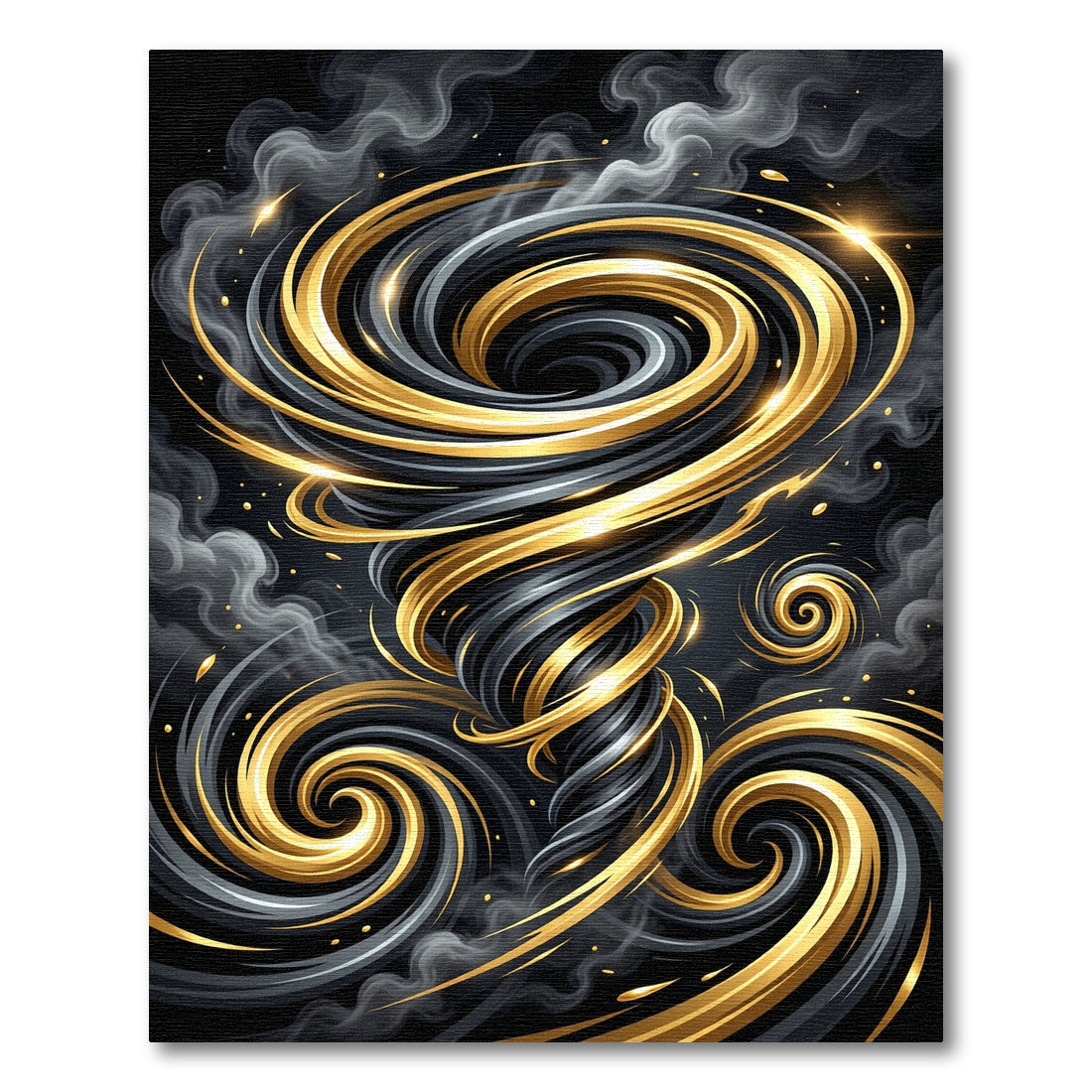Luxurious Golden Swirl Abstract Vortex Rug