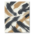 Modern Charcoal and Ochre Abstract Brushstroke Rug