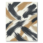 Modern Charcoal and Ochre Abstract Brushstroke Rug