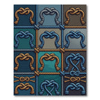 Nautical Navy and Gold Rope Grid Rug