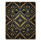 Luxurious Black and Gold Geometric Lattice Rug