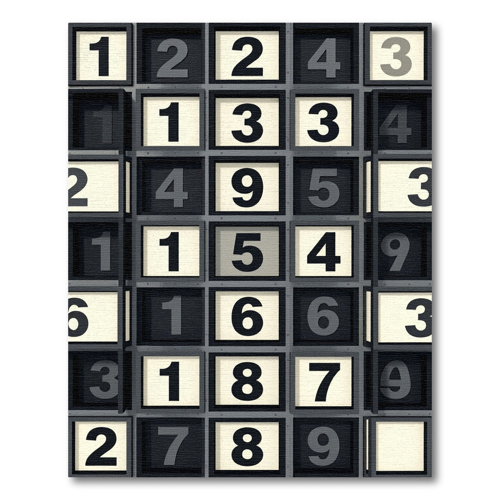 Monochromatic Grid Numerical Typographic Art Rug