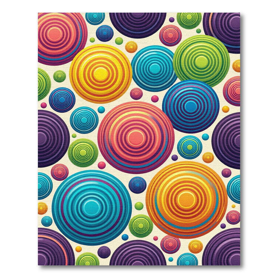 Vibrant Concentric Multicolor Circles Rug
