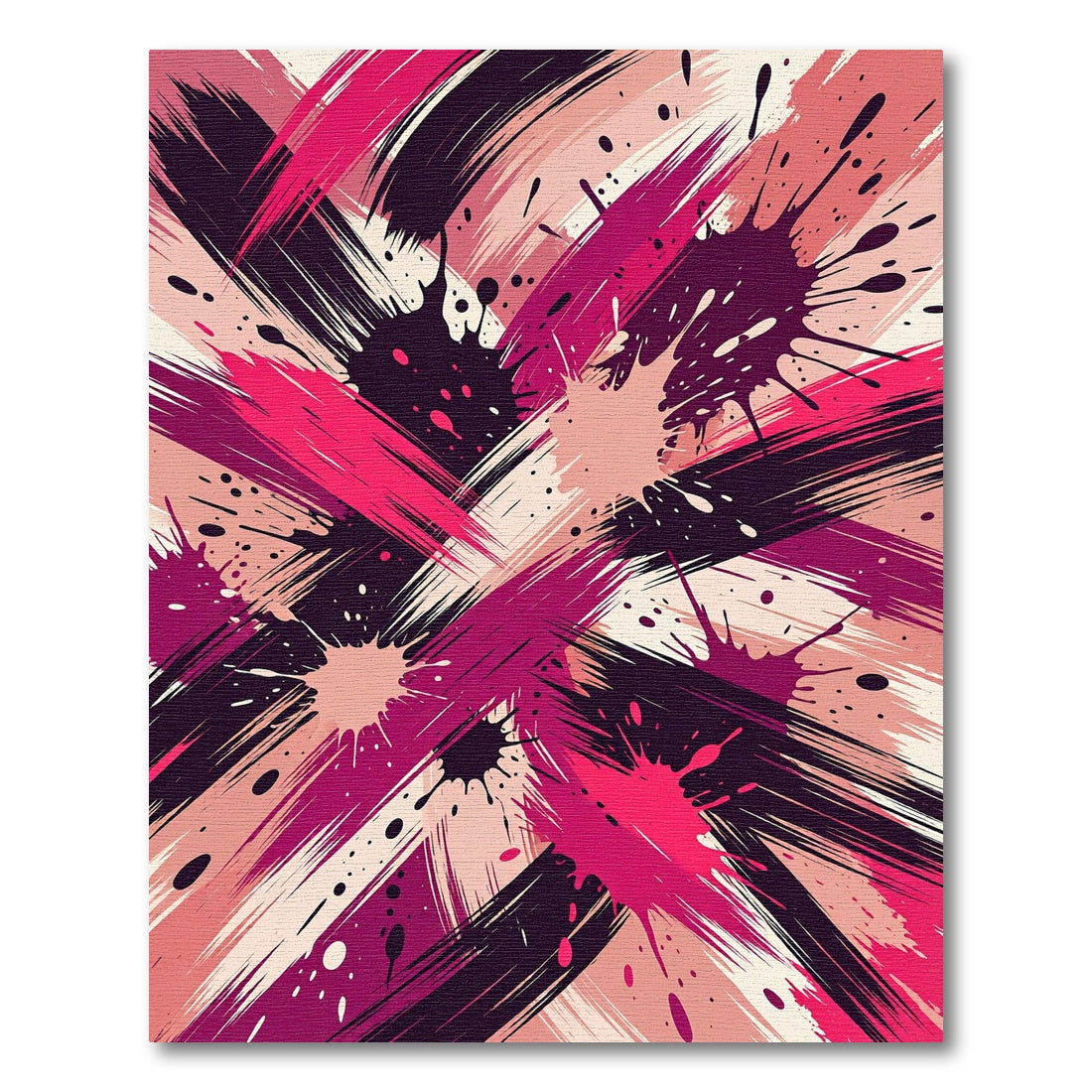 Abstract Magenta Black Ink Splash Rug