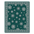 Teal White Snowflake Border Rug