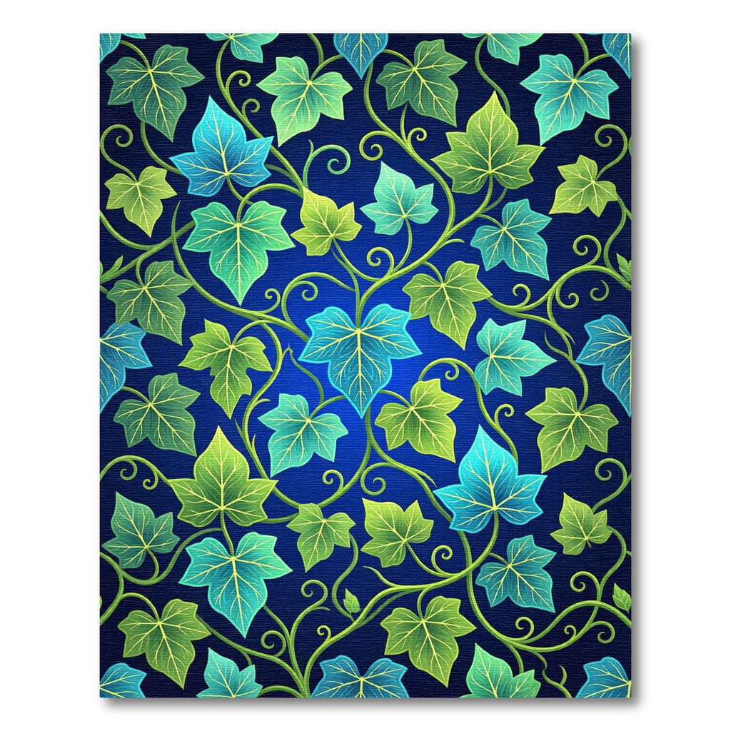 Lush Botanical Ivy Blue Foliage Rug