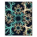 Teal and Cream Fractaled Swirl Art Rug