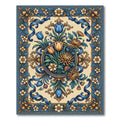 Ornate Blue Golden Floral Garland Rug