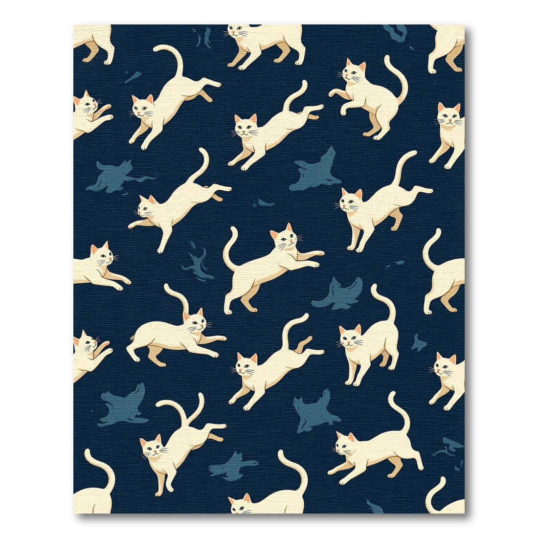 Cream Cats Playful Navy Ensemble Rug