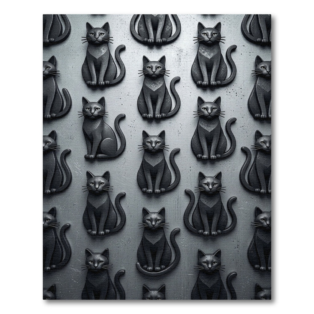 Charcoal Gray Feline Array Rug