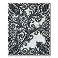 Monochrome Black Scrollwork Ornamental Flourish Rug
