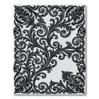 Monochrome Black Scrollwork Ornamental Flourish Rug