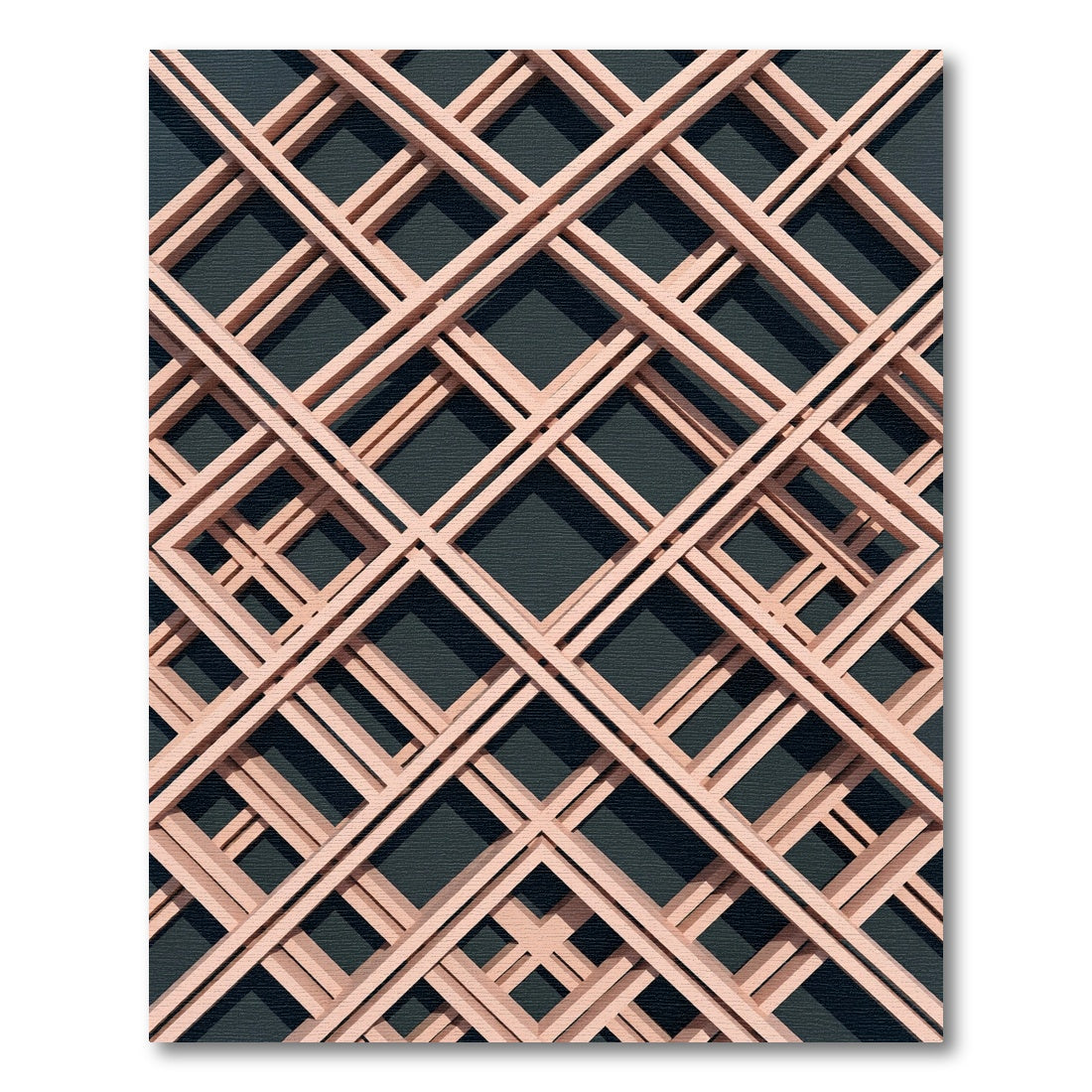 Blush Pink Intersecting Geometric Trellis Rug