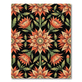 Ornate Orange Floral Art Nouveau Rug
