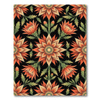 Ornate Orange Floral Art Nouveau Rug