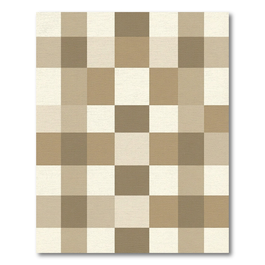 Neutral Tan Squares Check Rug