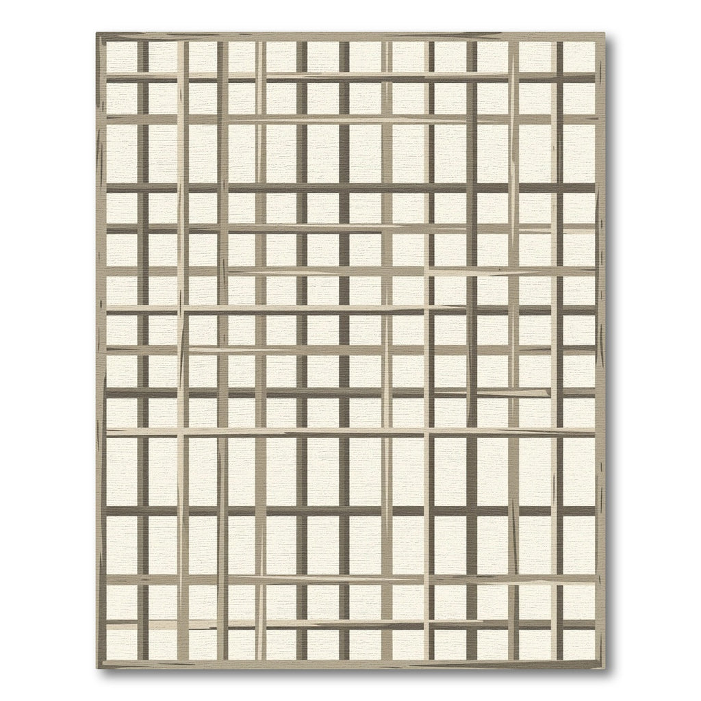 Minimalist Beige Gridded Lattice Rug