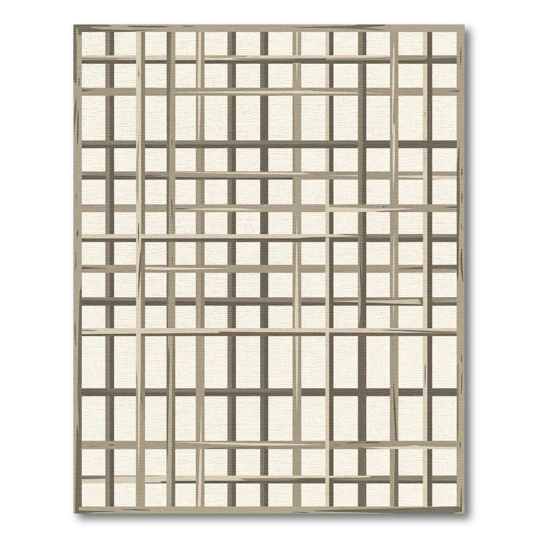 Minimalist Beige Gridded Lattice Rug